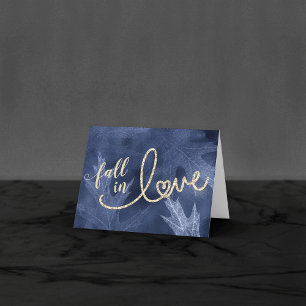 Rückgang der Liebe mit Herbst   Navy Blue Wedding  Dankeskarte