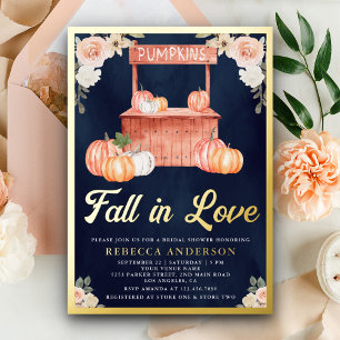 Rückgang der Liebe Peach Pumpkin Navy Blue Brautpa Folieneinladung