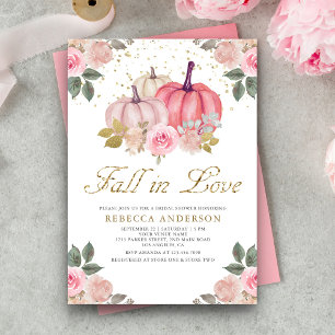 Rückgang der Liebe Pink Pumpkin Floral Brautparty Einladung