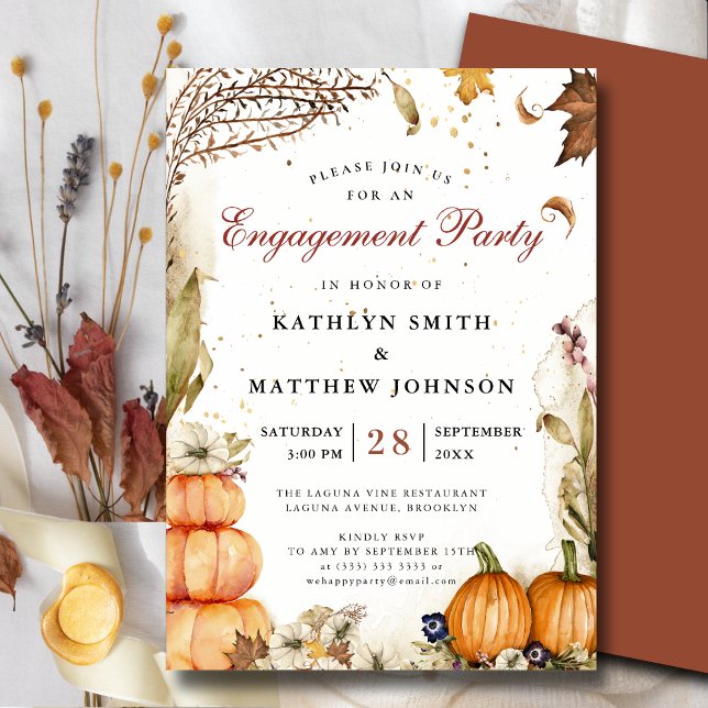 Rückgang der Liebe Pumpkin Autumn Engagement Party Einladung (Von Creator hochgeladen)