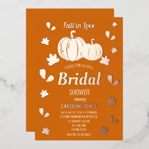 Rückgang der Liebe Pumpkin Boho Gold Foil Brautpar Folieneinladung