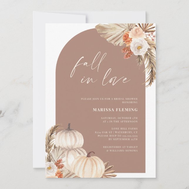 Rückgang der Liebe Pumpkin Boho Herbst Brautparty Einladung (Vorderseite)