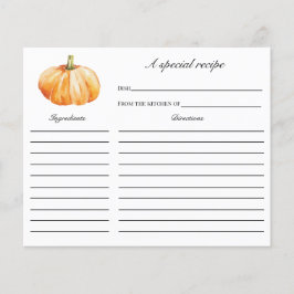 Rückgang der Liebe Pumpkin Brautparty Rezept-Karte