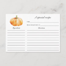 Rückgang der Liebe Pumpkin Brautparty Rezept-Karte