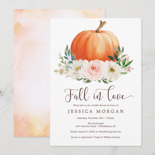 Rückgang der Liebe Pumpkin Bridal Dusche Einladung (Vorne/Hinten)
