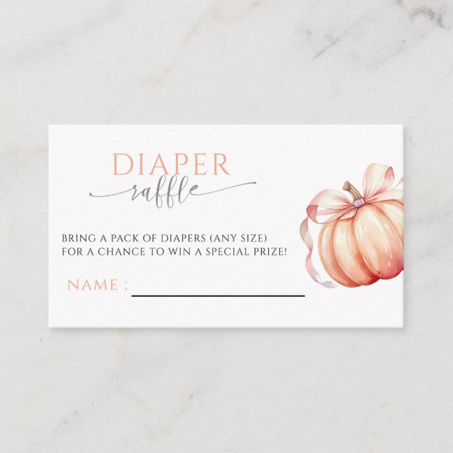 Rückgang der Liebe Pumpkin Pink Bow Diaper Raffel Begleitkarte (Vorderseite)