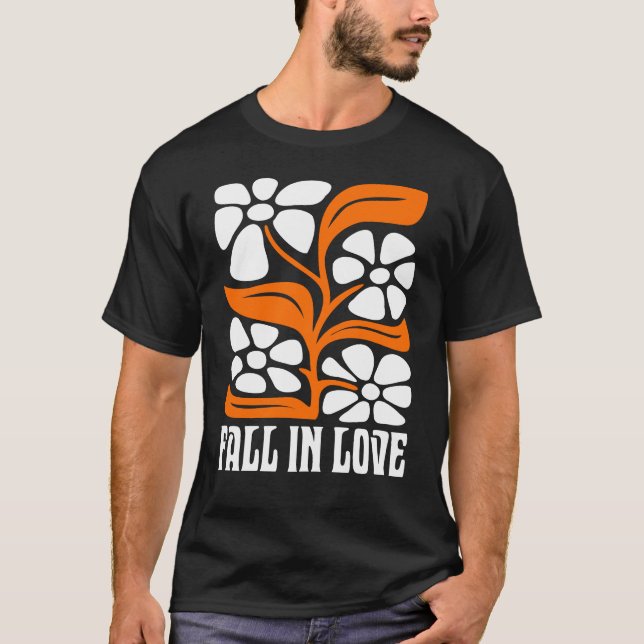 Rückgang der Liebe Retro mit Boho Blume T-Shirt (Vorderseite)