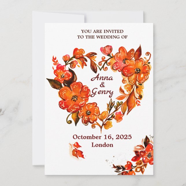 Rückgang der Liebe Rustikale Herbstflora Einladung (Vorderseite)