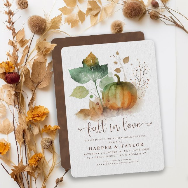 Rückgang der Liebe Rustikale Pumpkin Engagement Pa Einladung (Fall in love with our rustic fall celebration collection. )