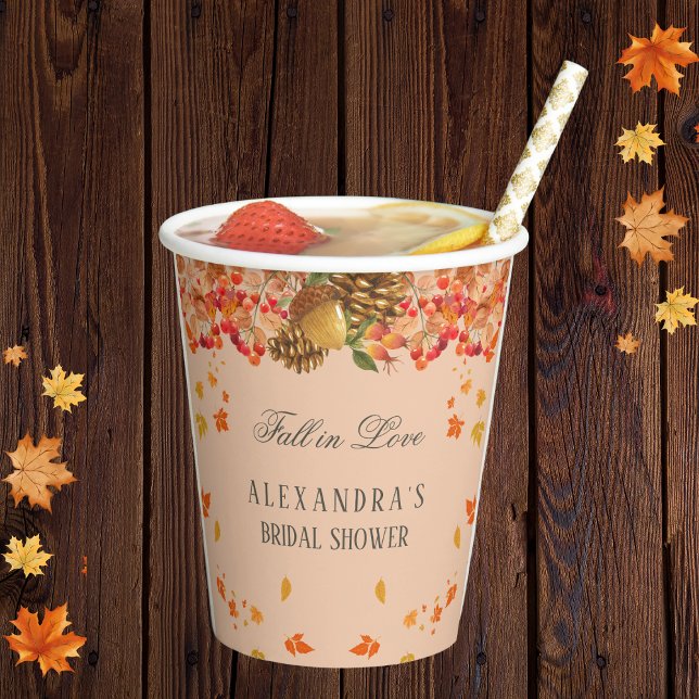 Rückgang der Liebe Rustikales Brautparty Herbst Pappbecher (Von Creator hochgeladen)