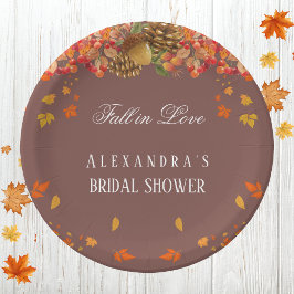 Rückgang der Liebe Rustikales Chic Herbst Brautpar Pappteller