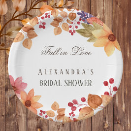 Rückgang der Liebe Rustikales Chic Herbst Brautpar Pappteller