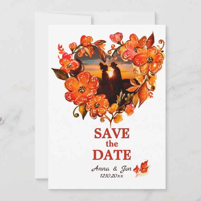 Rückgang der Liebe Rustikales Foto im Herbst Save The Date (Vorderseite)