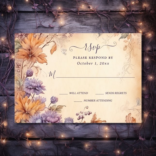 Rückgang der Liebe Schöne Blume Herbst Hochzeit im RSVP Karte (Front - Fall in Love Beautiful Autumn Flowers Fall Wedding RSVP Card)