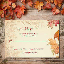 Rückgang der Liebe Schöne Herbst Blätter Hochzeit RSVP Karte