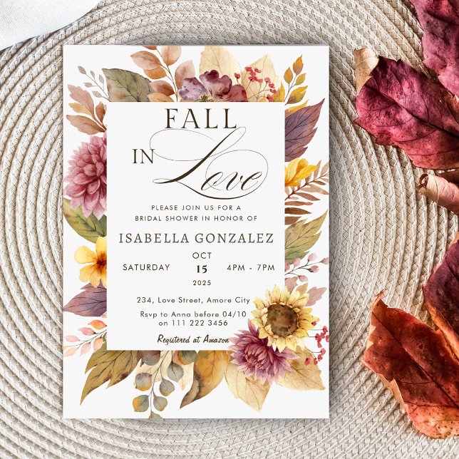 Rückgang der Liebe Sonnenblumen Herbst Brautparty Einladung (Fall in Love Sunflower Autumn Bridal Shower Invitation)
