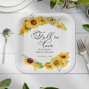 Rückgang der Liebe Sonnenblumen Herbst Brautparty Pappteller