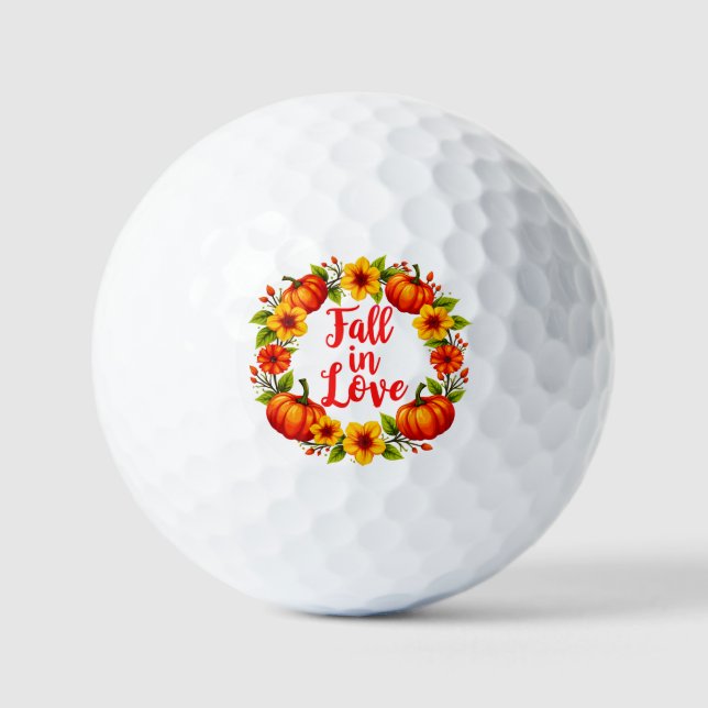 Rückgang der Liebe: Vibrierendes Herbstkreidedesig Golfball (Vorderseite)