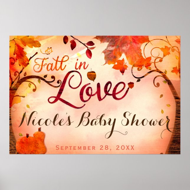 Rückgang der Liebe Whimsischer Herbst Party Banner Poster (Vorne)