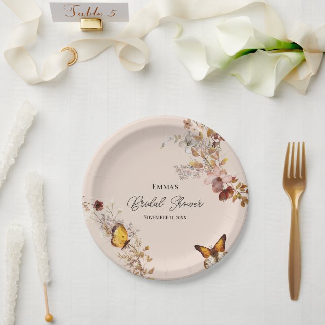 Rückgang der Liebe Wildblume Brautparty-Papierplat Pappteller (Hochzeit)