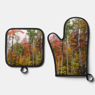 Rückgang der waldfarbenen Herbstfotografie Ofenhandschuh & Topflappen-Set