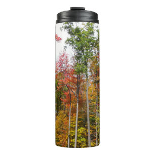 Rückgang der waldfarbenen Herbstfotografie Thermosbecher