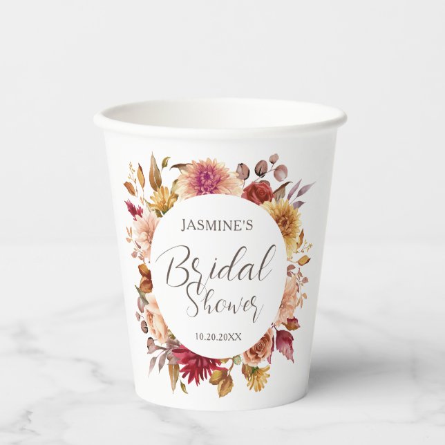 Rückgang des Brautparty der Liebe | Blumenherbst Pappbecher (Vorderseite)