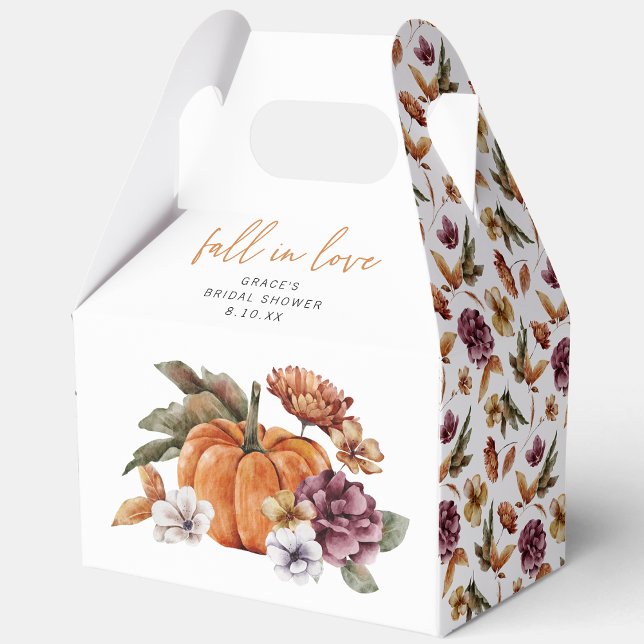 Rückgang des Brautparty der Liebe Geschenkschachtel (Autumn Watercolor Floral Fall In Love Bridal Shower Favor Boxes by Painted Paperie
)