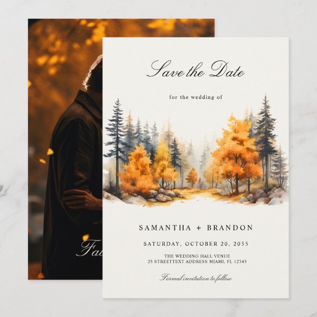 Rückgang des Fotos der Liebe Forest Save the Date (Vorne/Hinten)