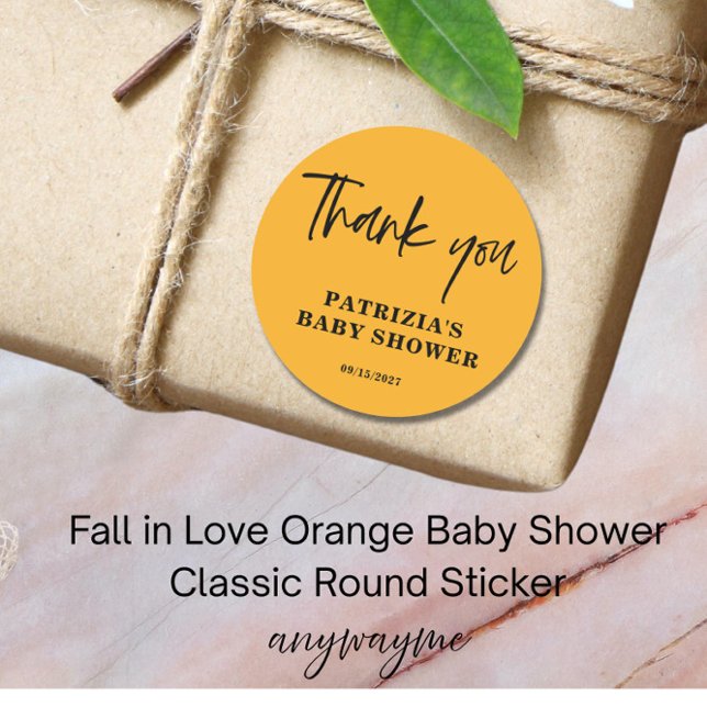 Rückgang in der Liebe Orange Baby Dusche Runder Aufkleber (Von Creator hochgeladen)