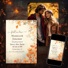 Rückgang in der Liebe Schönes Herbstleaves Hochzei Save The Date
