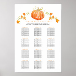 Rückgang in Liebe Kürbis 12 Hochzeitstische Plan Poster