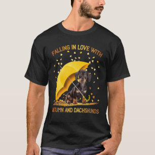 Rückgang in Liebe mit Herbst und Dackeln Dackel W T-Shirt