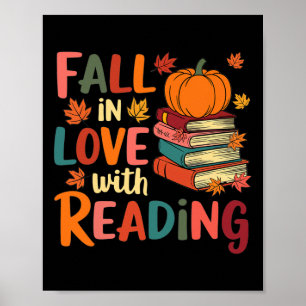 Rückgang in Liebe mit Lesen Herbst Erntedank Shir Poster