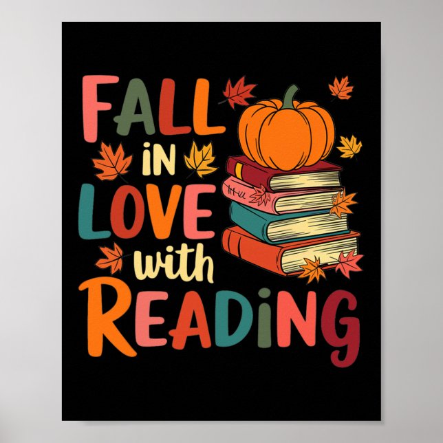 Rückgang in Liebe mit Lesen Herbst Erntedank Shir Poster (Vorne)
