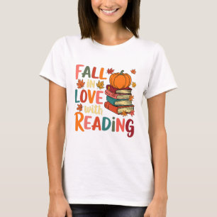 Rückgang in Liebe mit Lesen Herbst Erntedank Shir T-Shirt