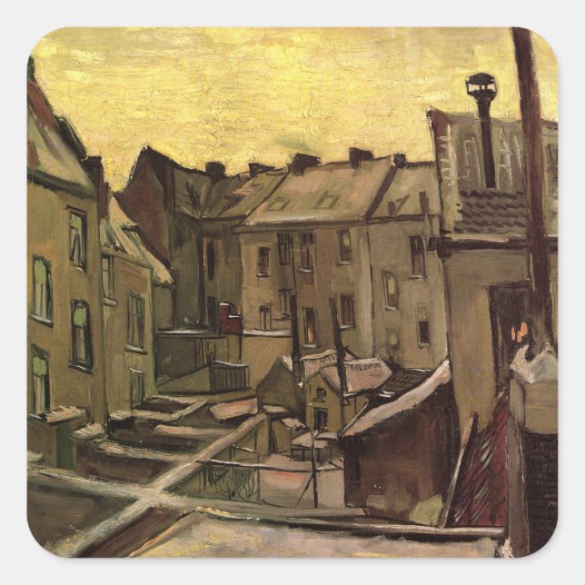 Rückgrat der alten Häuser von Vincent van Gogh Quadratischer Aufkleber (Vorderseite)
