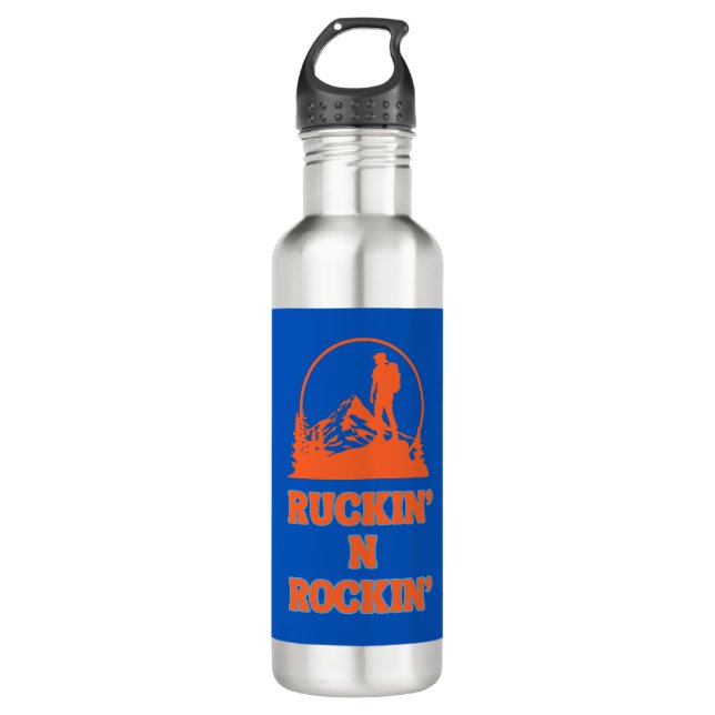 Ruckin' N Rockin' für die Rucksackwanderung Edelstahlflasche (Vorderseite)