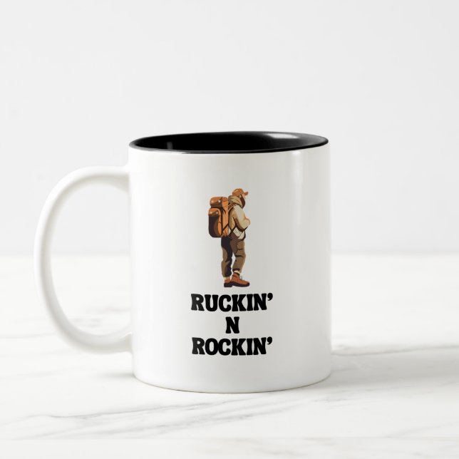 Ruckin' N Rockin' für die Rucksackwanderung Zweifarbige Tasse (Links)