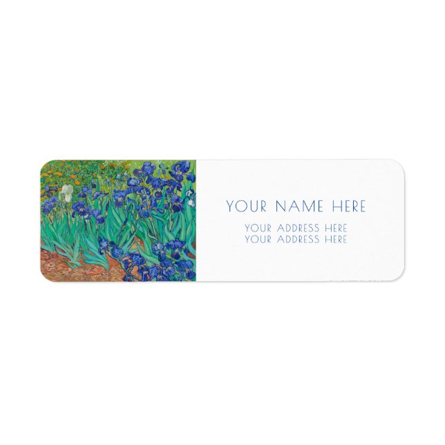 RÜCKKEHR-ADRESSE-LABEL IRISES 1889 Van Gogh (Vorne)