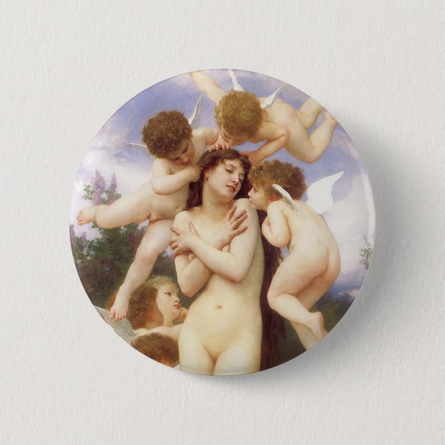 Rückkehr des Frühlings (Le Printemps) von Bouguere Button (Vorderseite)