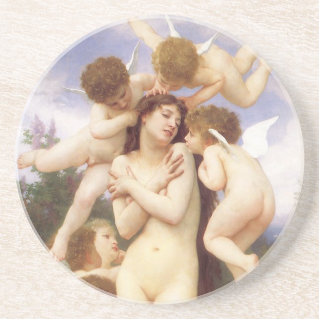 Rückkehr des Frühlings (Le Printemps) von Bouguere Sandstein Untersetzer (Vorne)