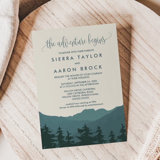 Rückkehr in die Berge | Grüne Hochzeit Einladung (Von Creator hochgeladen)