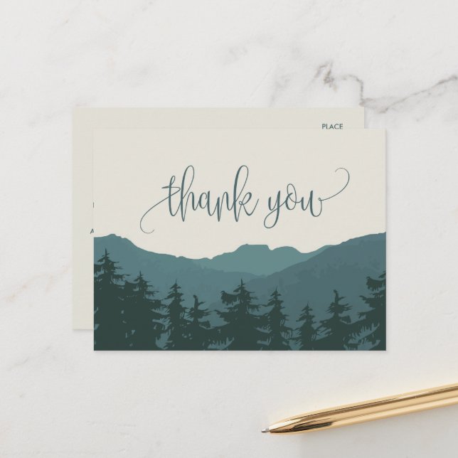 Rückkehr in die Berge | Vielen Dank Postkarte (Vorderseite/Rückseite Beispiel)