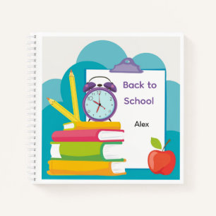 Rückkehr-in-die-Schule-Notizbuch mit Büchern und W Notizbuch