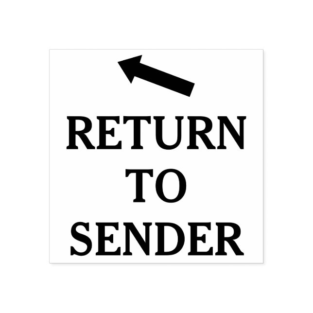 "RÜCKKEHR ZUM SENDER" Briefmarke Gummistempel (Prägung)
