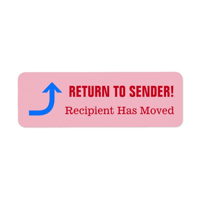 "RÜCKKEHR ZUM SENDER!" Etikett "Der Empfänger hat  (Vorne)