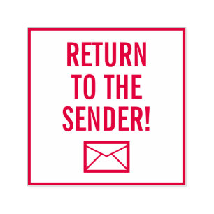 "RÜCKKEHR ZUM SENDER!" + Gummiumschlag-Briefmarke Permastempel
