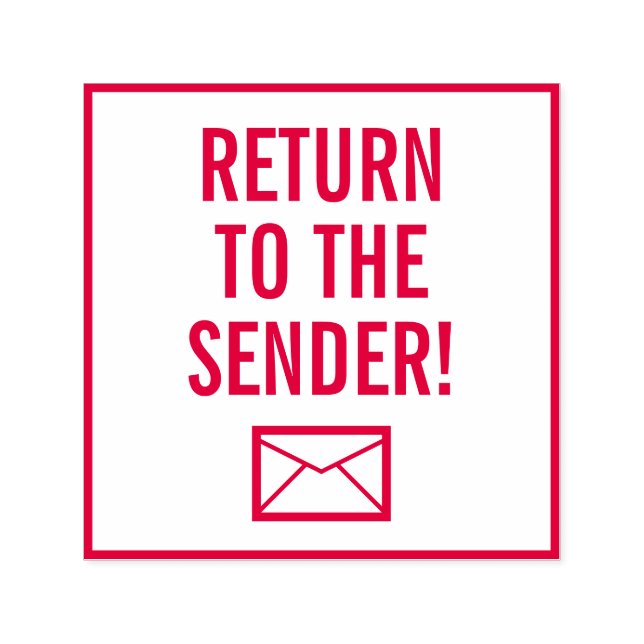 "RÜCKKEHR ZUM SENDER!" + Gummiumschlag-Briefmarke Permastempel (Design)