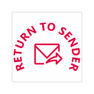 "RÜCKKEHR ZUM SENDER"- und Umschlag-und-Pfeil-Sym Permastempel
